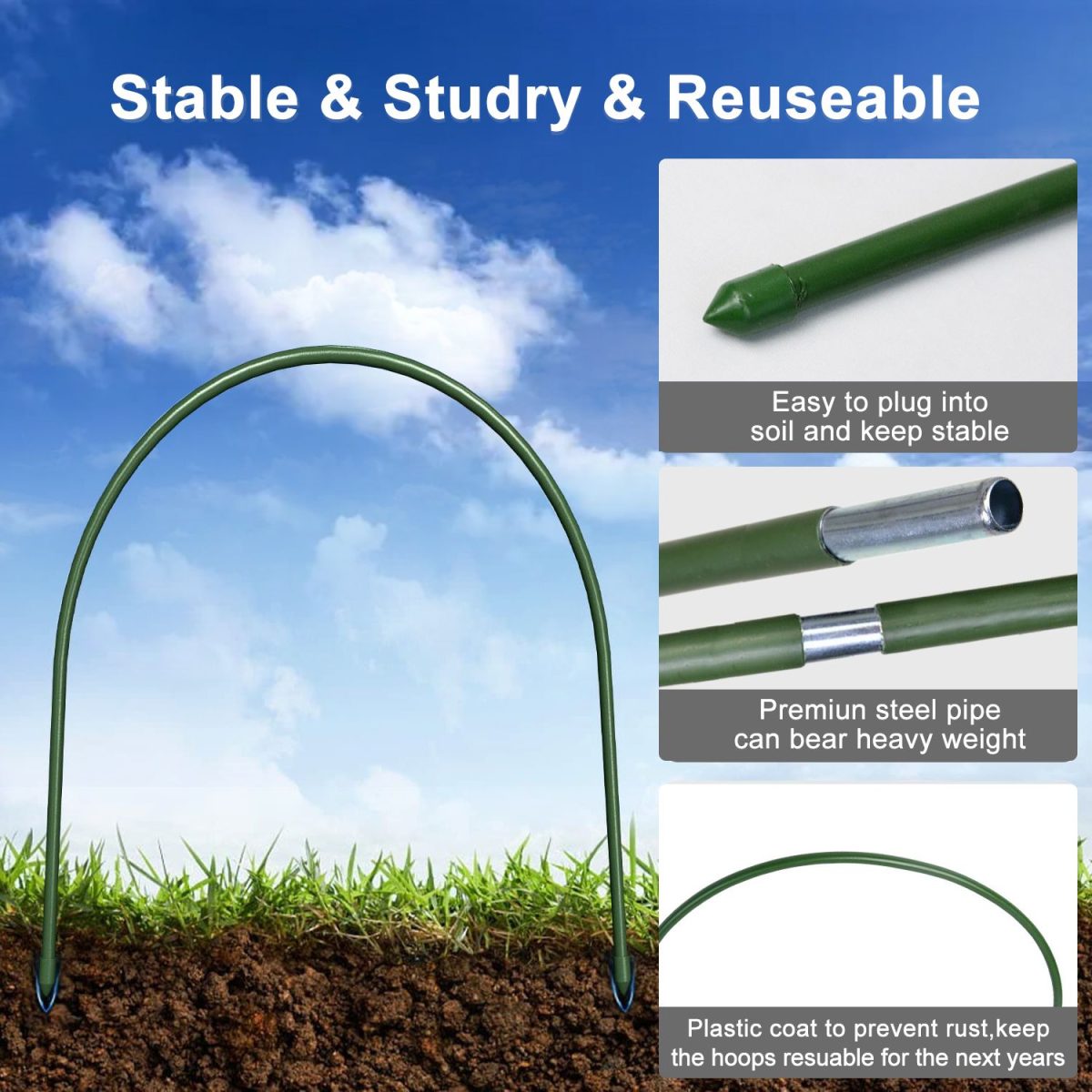 12PC 4ft*0.31inch Small greenhouse plastic elbows, garden arch support accessories, greenhouse arch pole connecting pipes, support fixtures - Image 5