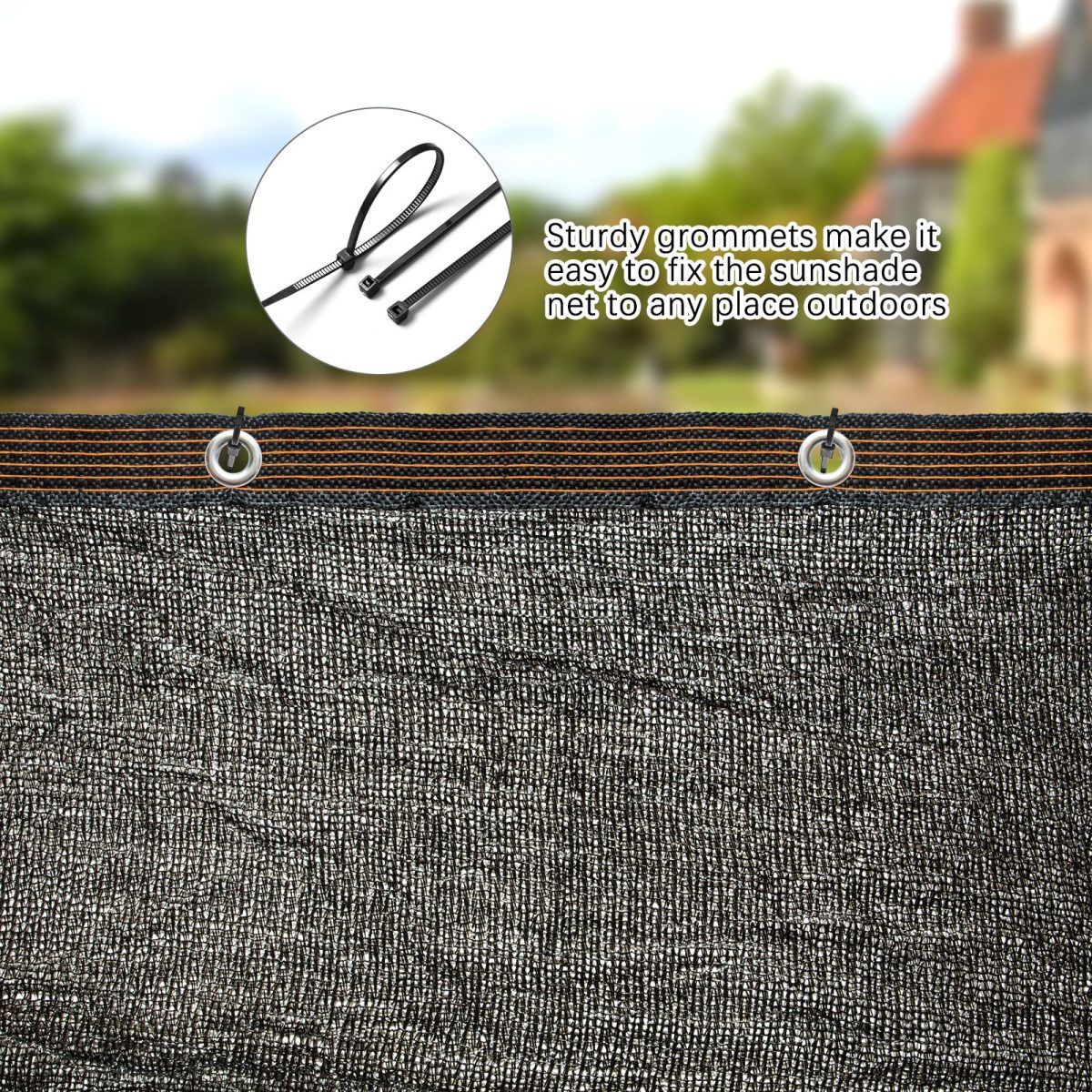 10ft*12ft Black sunshade net with snap-on design for sun protection, windproof, and patio/balcony shading - Image 7