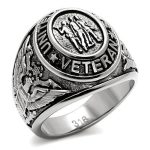 TK414704 - High polished (no plating) Stainless Steel Ring with Epoxy in Jet