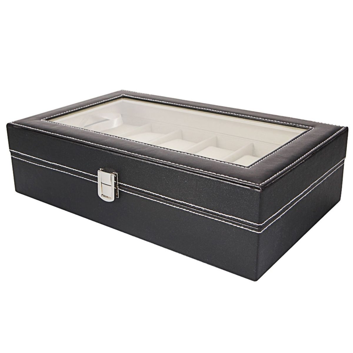 12 Compartments Top-level Opening Style Leather Watch Collection Box Black(USPS is not supported at the moment) - Image 2