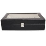 12 Compartments Top-level Opening Style Leather Watch Collection Box Black(USPS is not supported at the moment)
