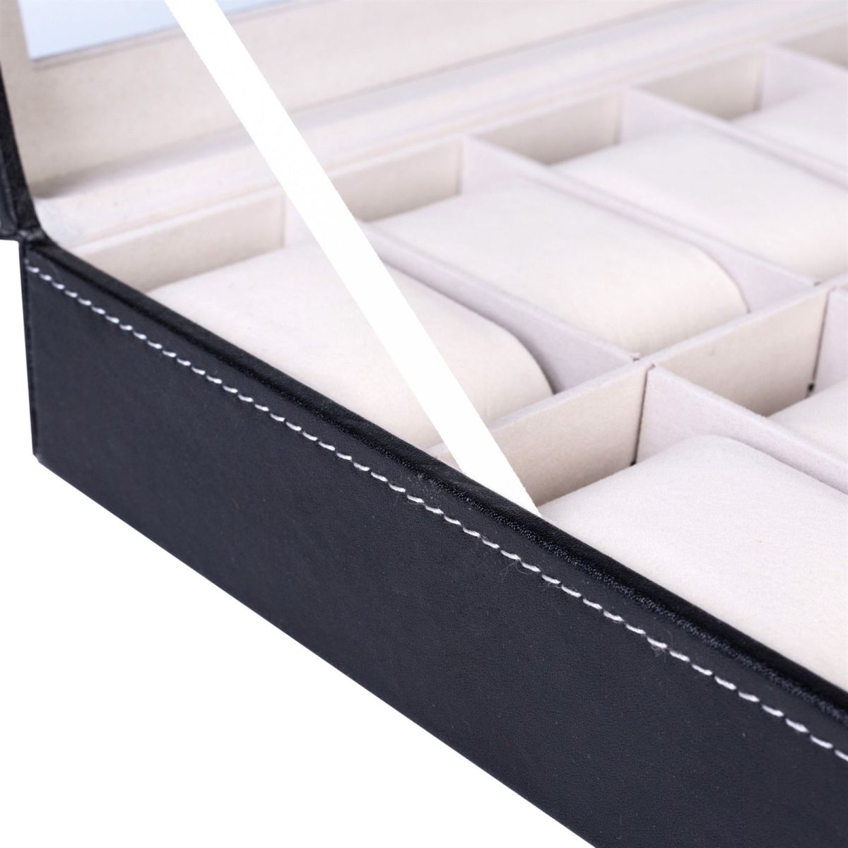 12 Compartments Top-level Opening Style Leather Watch Collection Box Black(USPS is not supported at the moment) - Image 5