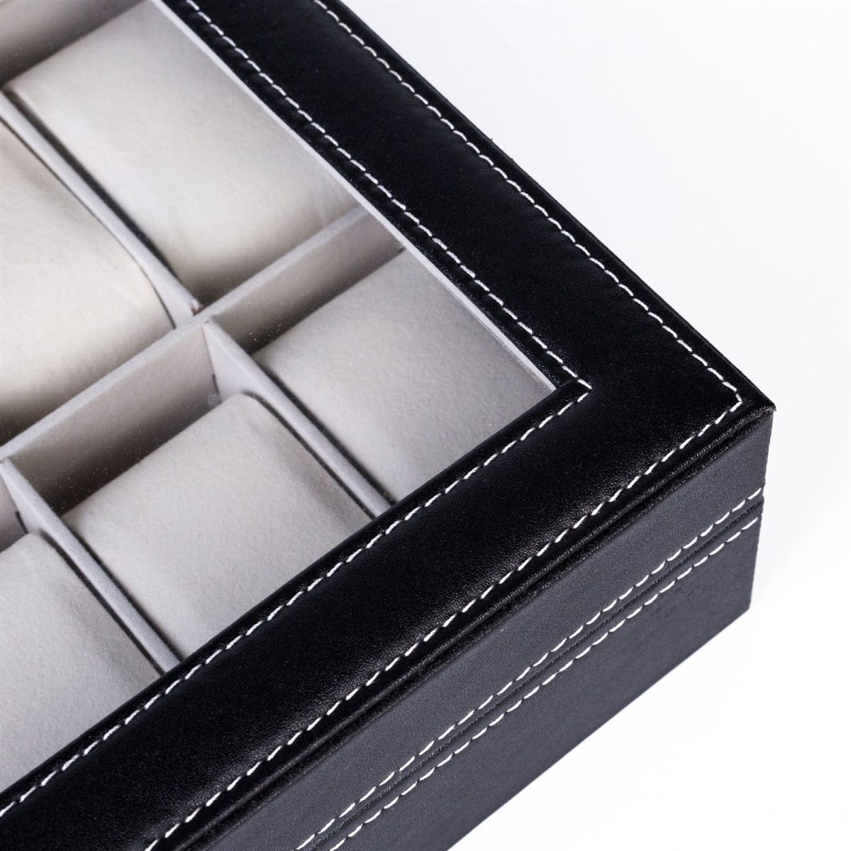 12 Compartments Top-level Opening Style Leather Watch Collection Box Black(USPS is not supported at the moment) - Image 9