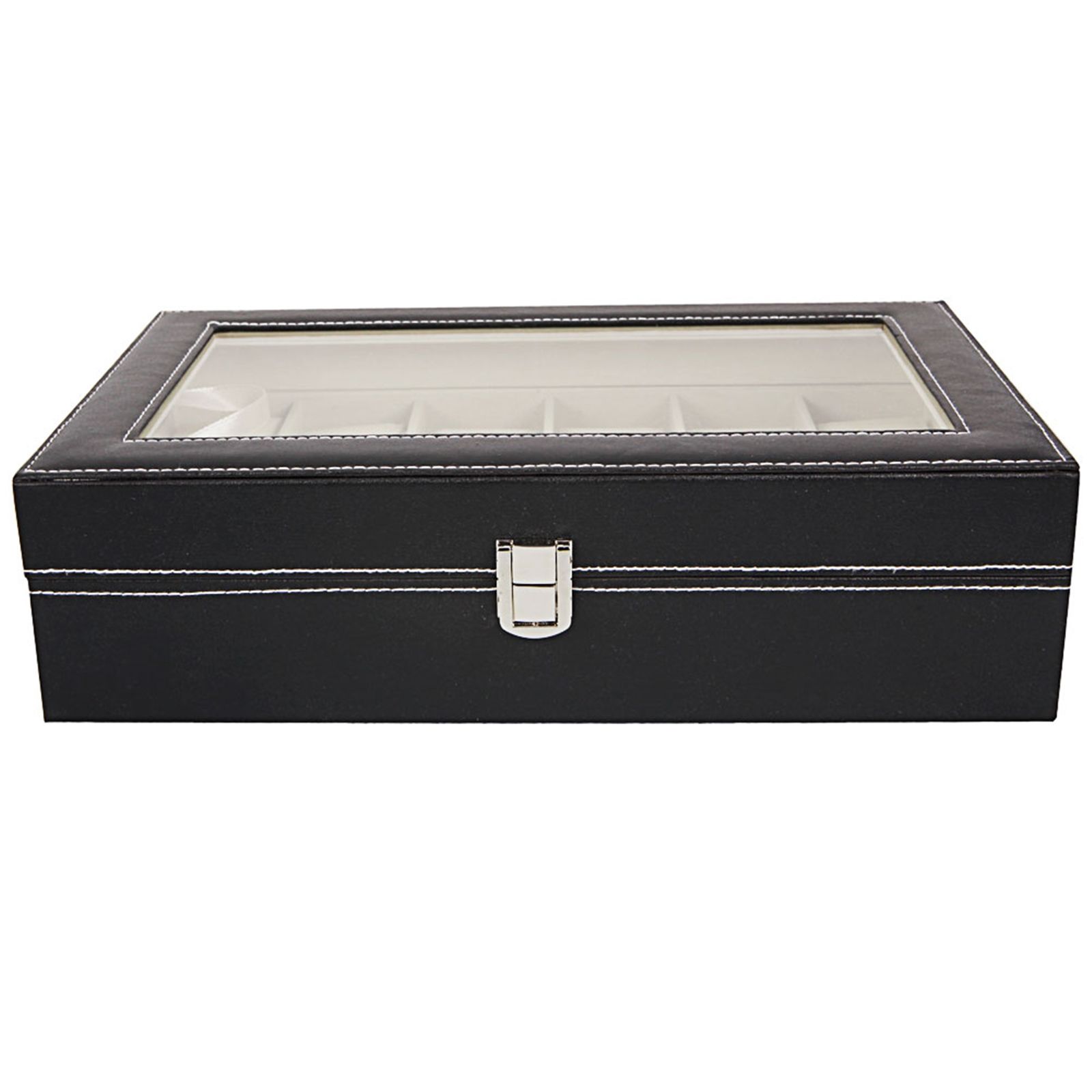 d0102hev1lg.jpg 12 Compartments Top-level Opening Style Leather Watch Collection Box Black(USPS is not supported at the moment) - Image 1