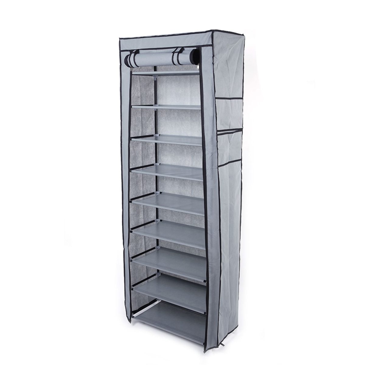 Room-saving 10-Layers 9 Lattices Non-woven Fabric Shoe Rack Black - Image 46
