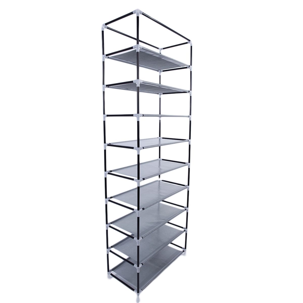Room-saving 10-Layers 9 Lattices Non-woven Fabric Shoe Rack Black - Image 47