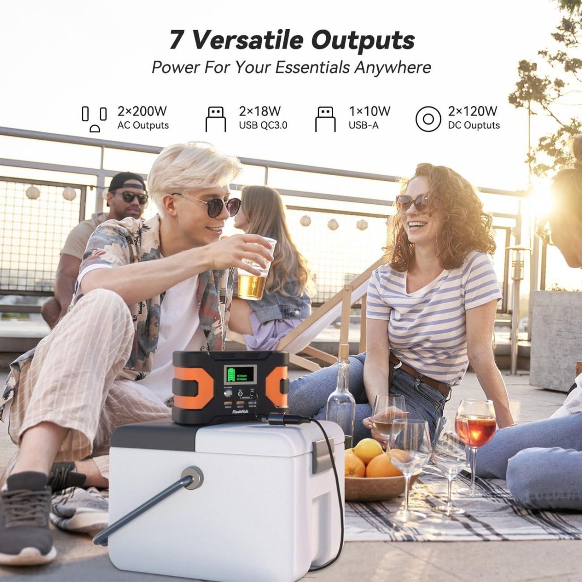 200W Peak Power Station, Flashfish CPAP Battery 166Wh 45000mAh Backup Power Pack 110V 150W Lithium Battery Pack Camping Solar Generator for CPAP Camping Home Emergency Power Supply - Image 4