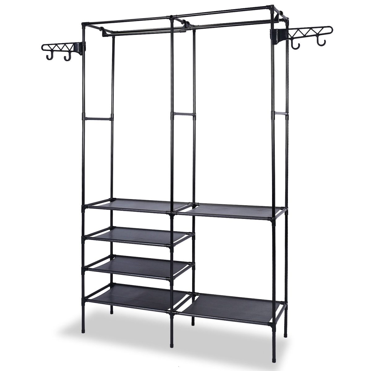 Metal Garment Rack Shoe Clothing Organizer Shelves Freestanding Multifunctional Clothes Wardrobe - Image 12