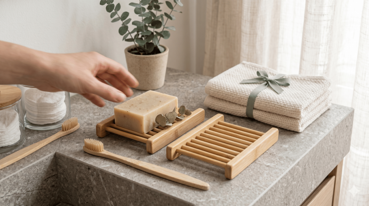 Natural Bamboo Soap Bar Dish - Eco Friendly Wooden Soap Holder Saver Tray for Shower, Bathroom, and Kitchen Counter, Extends Soap Life, Self Draining Slotted Design - Image 6