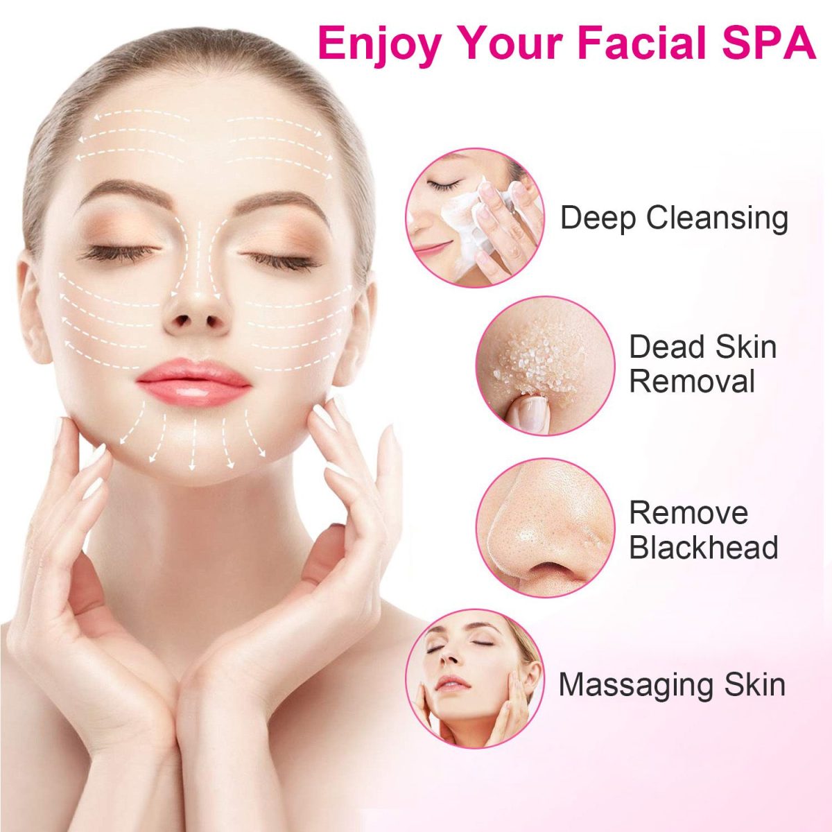 Facial Cleansing Brush Waterproof Face Spin Cleaning Brush with 5 Brush Heads - Image 5