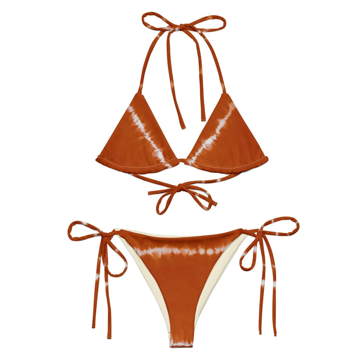 Vega String Bikini in Burnt Orange Shibori - Image 4