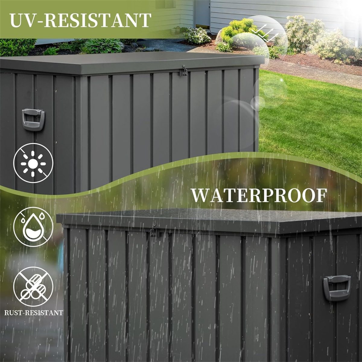 200 Gallon Outdoor Storage Deck Box Waterproof, Large Patio Storage Bin for Outside Cushions, Throw Pillows, Garden Tools, Lockable (Dark Gray) - Image 3