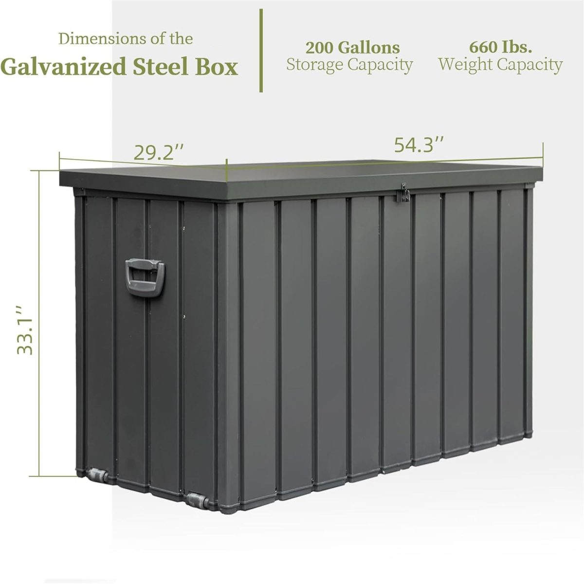200 Gallon Outdoor Storage Deck Box Waterproof, Large Patio Storage Bin for Outside Cushions, Throw Pillows, Garden Tools, Lockable (Dark Gray) - Image 6