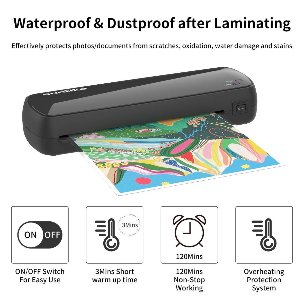 Versatile Laminator Machine,It has Quick Warm Up, Fast Laminating Documentation and Photos, Increases Their Long Term Color Preservation. Suitable for Family, Office and School A4/A5/A6 Size - Image 6