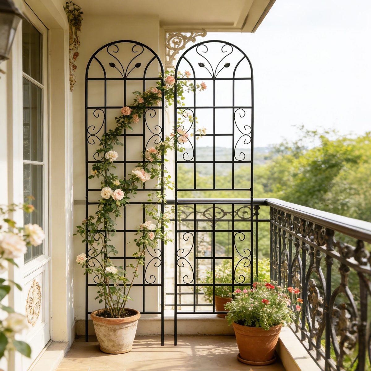 2 Pack Metal Garden Trellis 86.7" x 19.7" Rustproof Trellis for Climbing Plants Outdoor Flower Support Black - Image 8