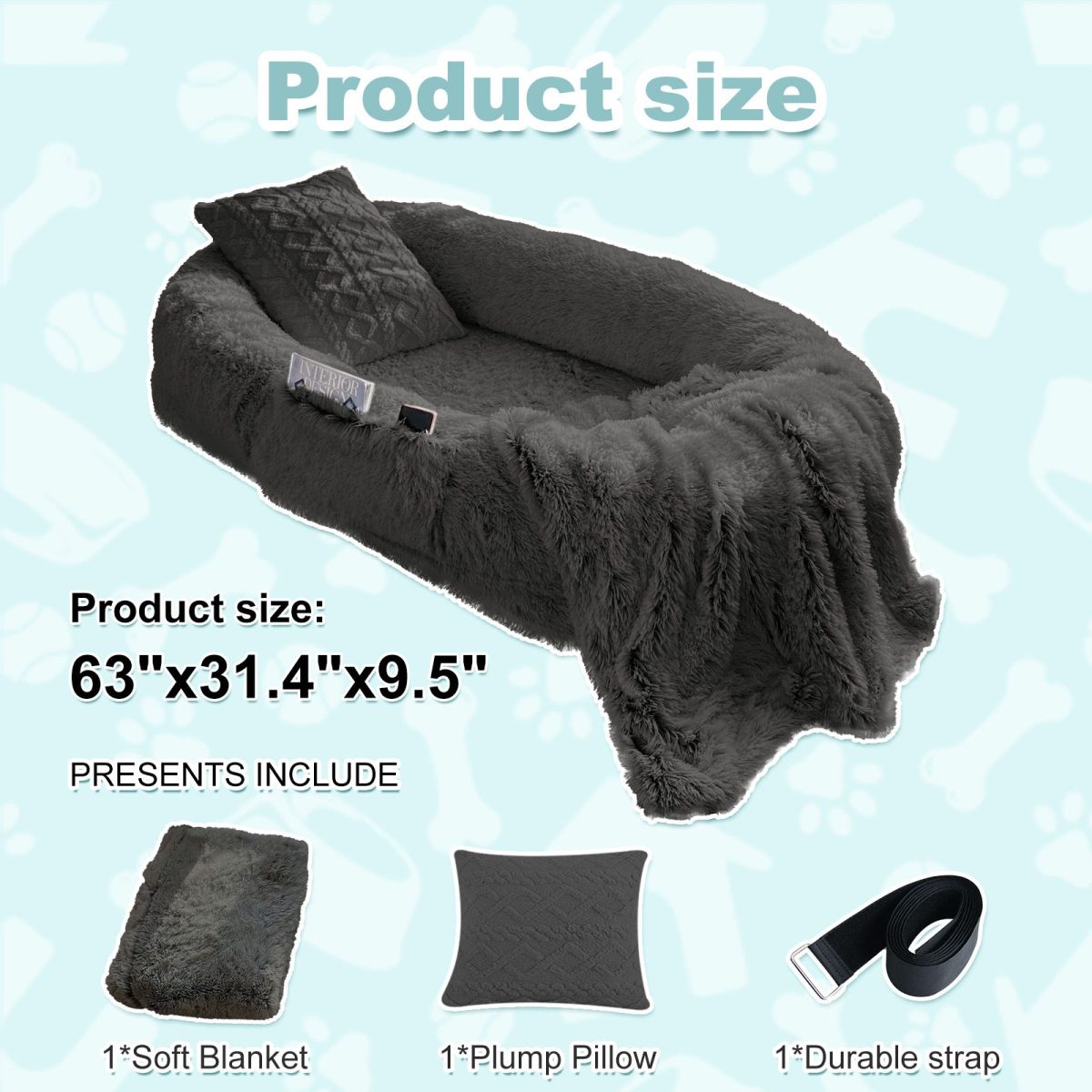 Human Dog Bed, Large Size Fits You and Pets, Washable Faux Fur Dog Bed for People Doze Off, Napping Orthopedic Dog Bed, Present Plump Pillow, Blanket, Strap - Image 32