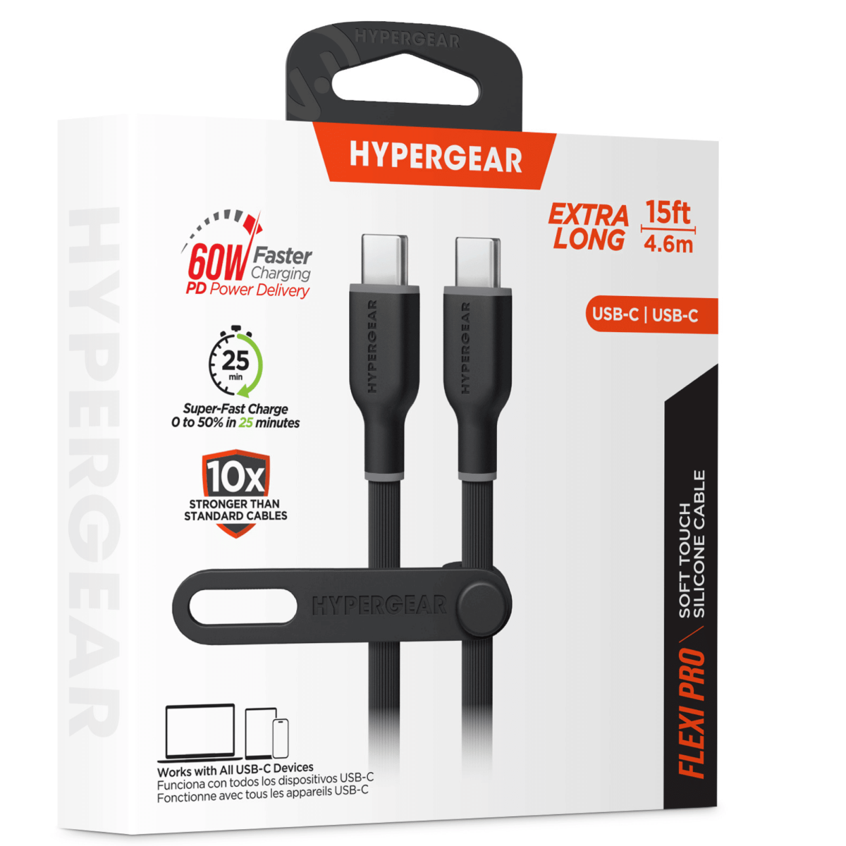 HyperGear Flexi PRO USB-C to USB-C Cable 15ft - Image 3