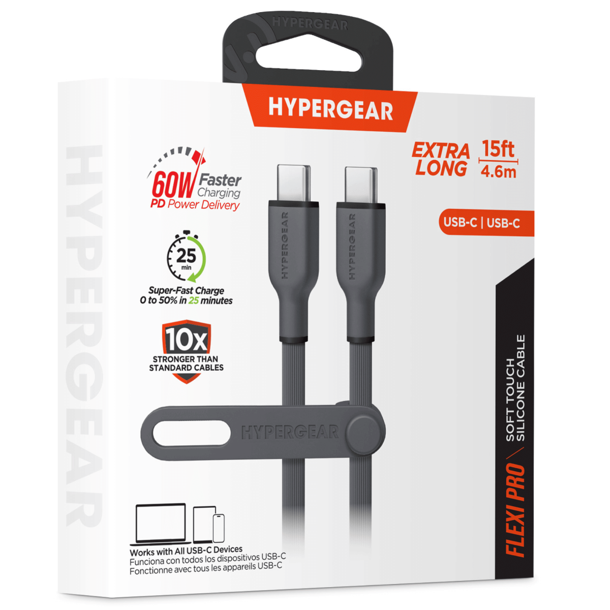 HyperGear Flexi PRO USB-C to USB-C Cable 15ft - Image 8