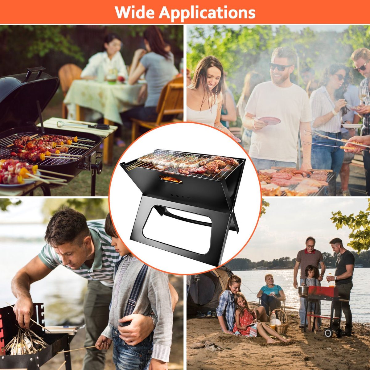 Portable Charcoal Grill - Mini BBQ Grill - Small Table Top Charcoal Grill for Camping, Outdoor Cooking - Foldable Camping Grill for Picnics, Tailgating and Backyard Grilling - Image 2