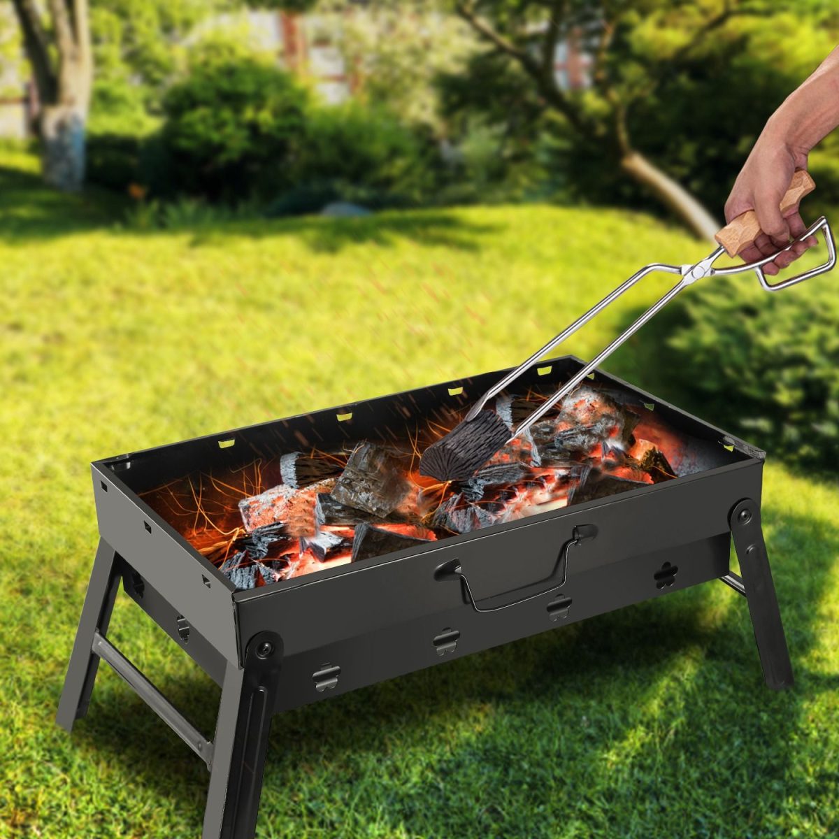 Portable BBQ Grill Foldable Charcoal Grill Lightweight Smoker Grill for Camping Picnics Garden Grilling - Image 8