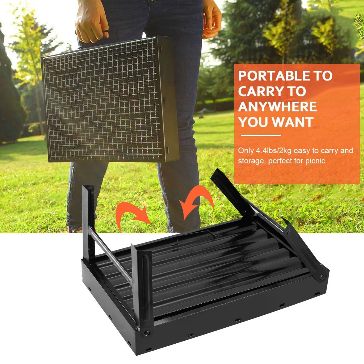 Portable BBQ Grill Foldable Charcoal Grill Lightweight Smoker Grill for Camping Picnics Garden Grilling - Image 10