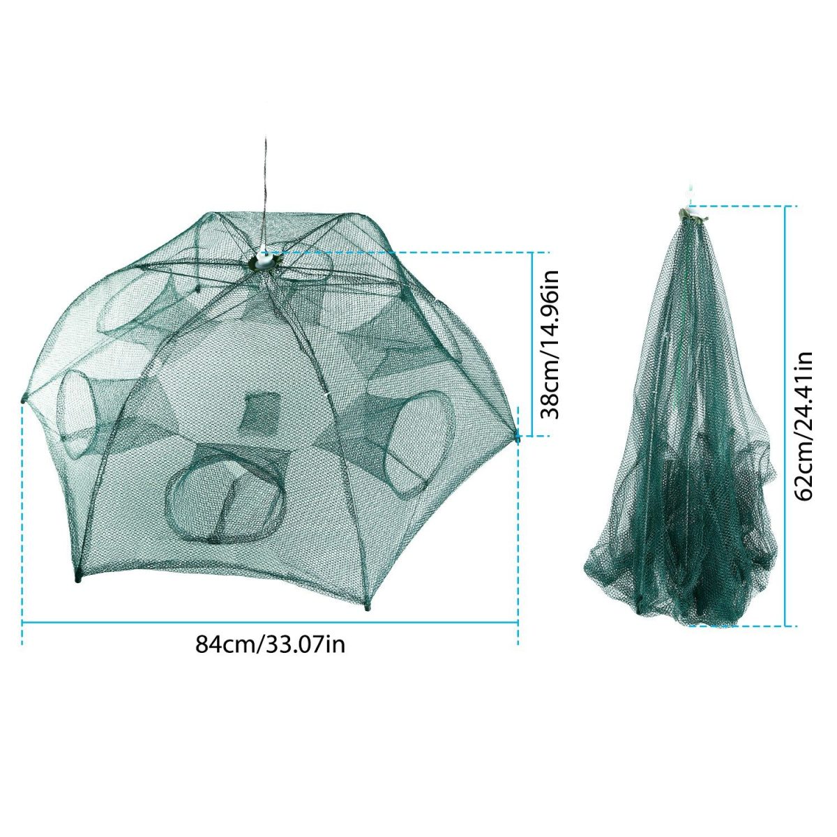 Fishing Trap Net Portable Folded Fishing Bait Trap Shrimp Minnow Crab Bait Net 6 Sides 6 Holes Crayfish Cast Mesh Trap Automatic - Image 12