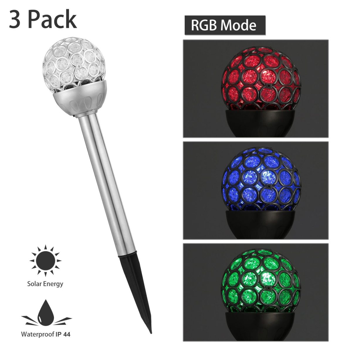 3 Pcs Outdoor Solar Lights IP44 Waterproof Ball RGB Light Garden Decor Lamp Landscape Christmas - Image 5