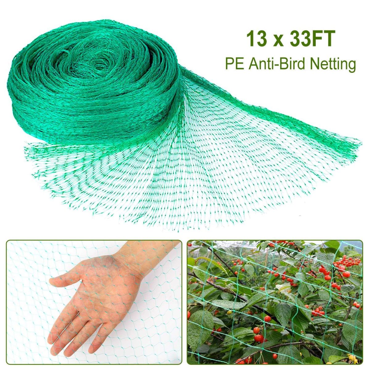 13x33ft Heavy-Duty PE Garden Netting, 430sqft Bird and Animal Protection, 0.6in x 0.6in Mesh, UV-Resistant, Multi-Purpose for Plants - Image 3