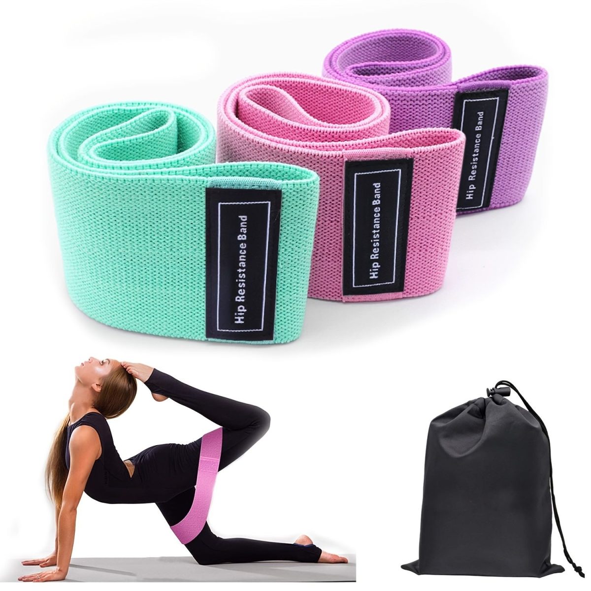 3pcs Resistance Bands For Legs And Butt; Home Yoga Exercise Workout Sports Fitness Accessories - Image 2