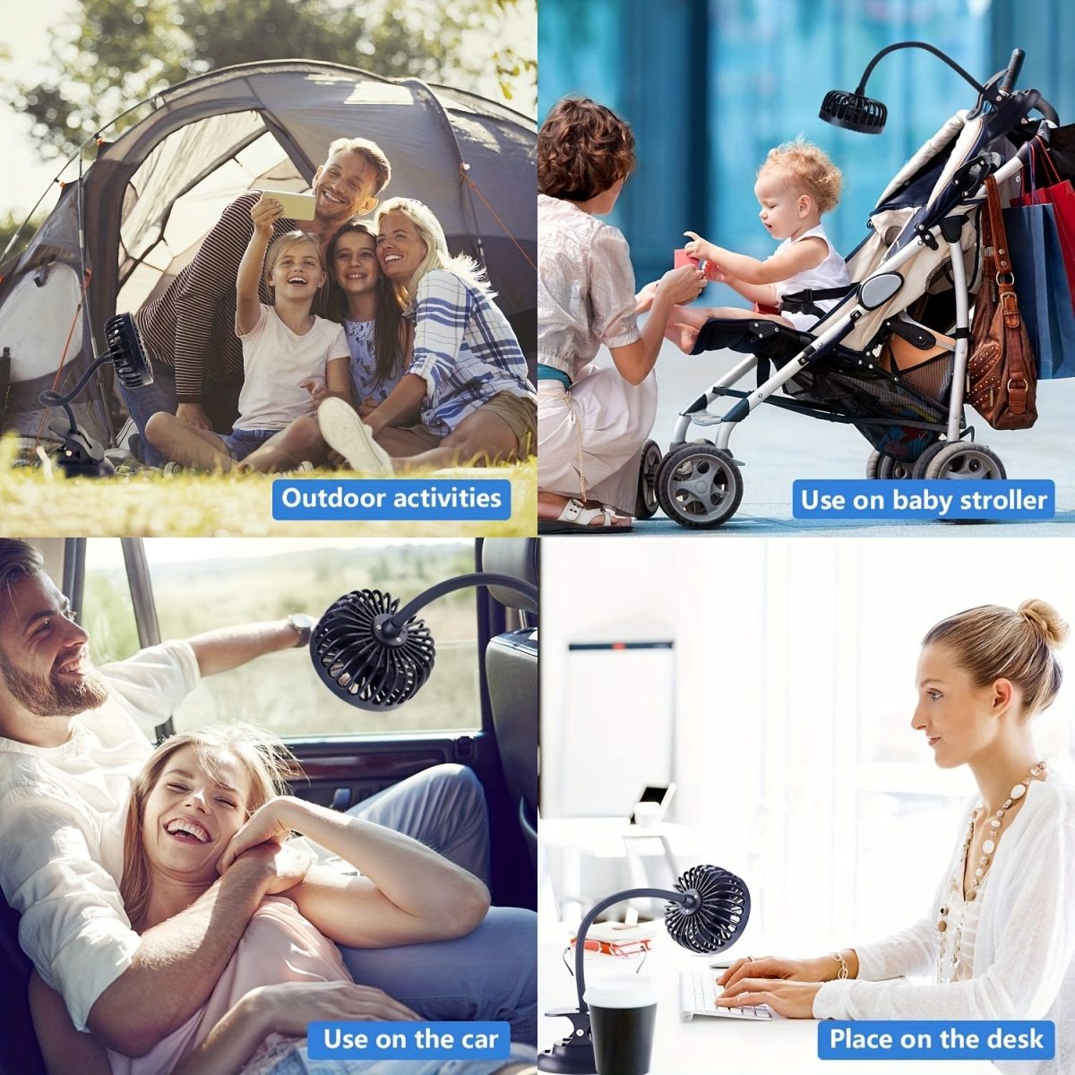 Portable Clip-on Push-pull Fan 3 Speed Setting Flexible Bendable USB Rechargeable Operation Silent Desktop Fan Desktop Mini Small Fan - Image 5
