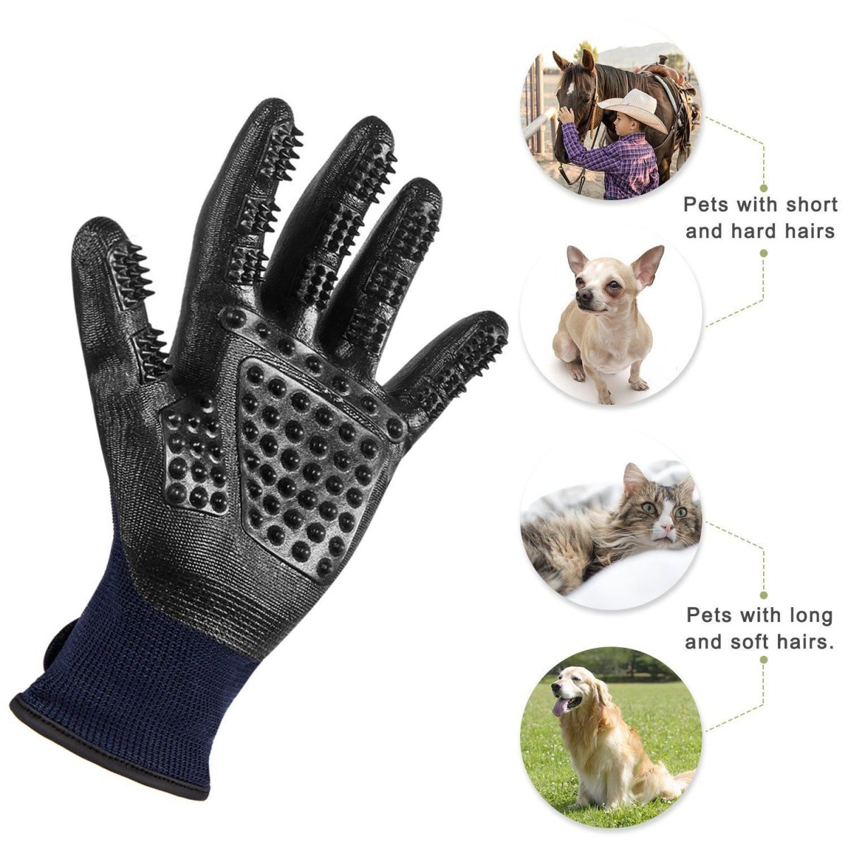 Pet Hair Removal Gloves; Pet Grooming Gloves; Bathing; Hair Remover Gloves; Gentle Brush for Cats; Dogs; and Horses - Image 9