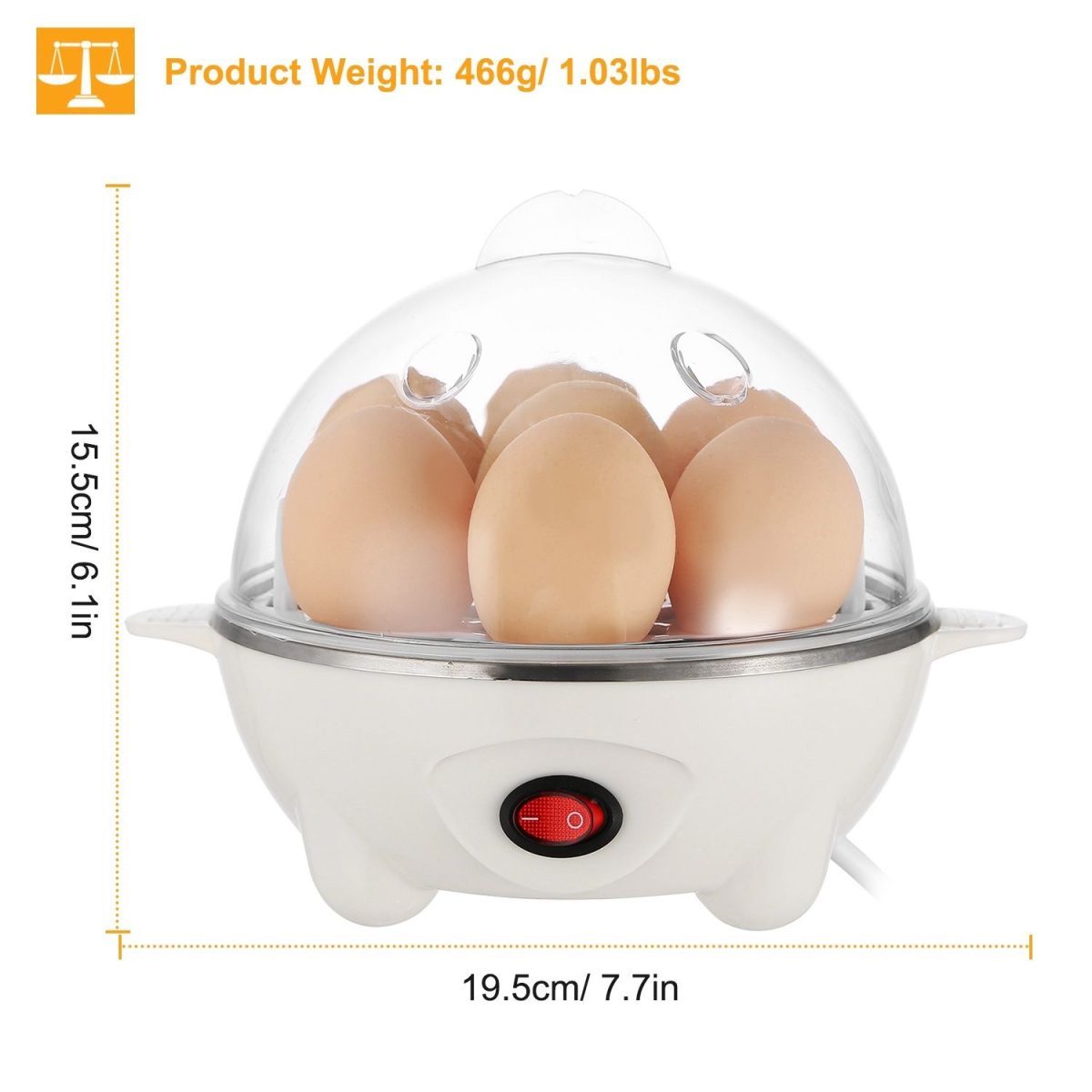 Electric Egg Cooker 7-Capacity BPA-Free Hard-Boiled Egg Maker w/ Auto-Off Measuring Cup - Image 8
