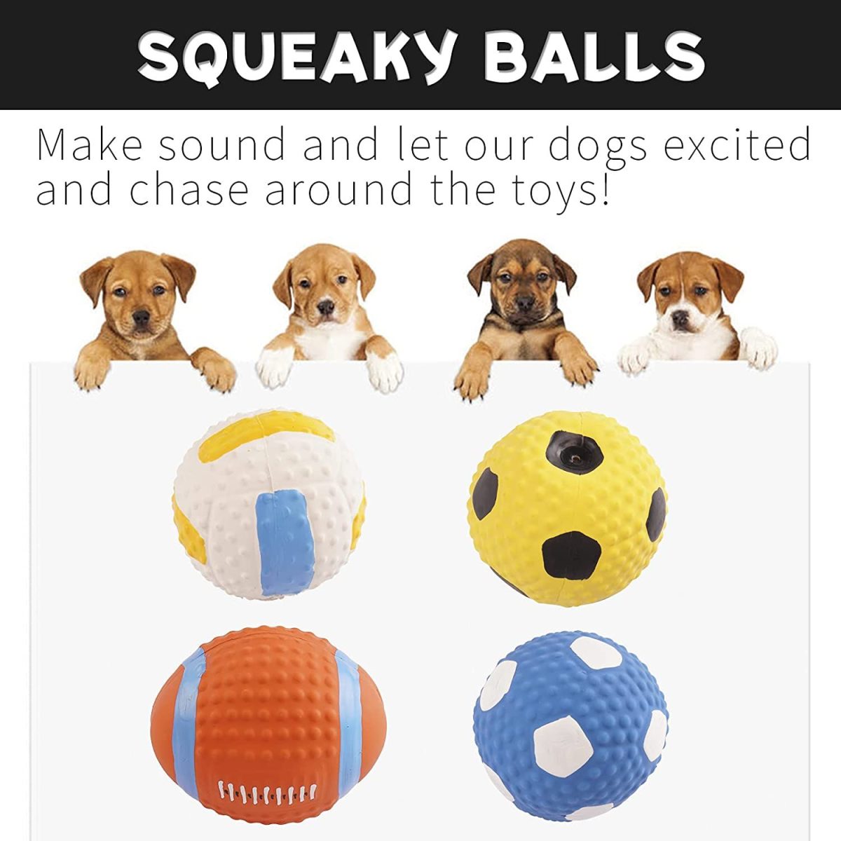 Squeaky Dog Toys; Natural Latex Rubber Dog Balls;  Soft ;  Bouncy & Durable for Small Medium Dogs Puppy Interactive Chew Sound Fetch Play - Image 42