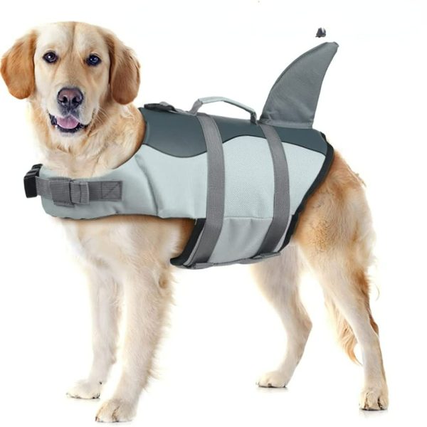 Dog Life Jacket Shark; Dog Lifesaver Vests with Rescue Handle for Small Medium and Large Dogs; Pet Safety Swimsuit Preserver for Swimming Pool Beach Boating