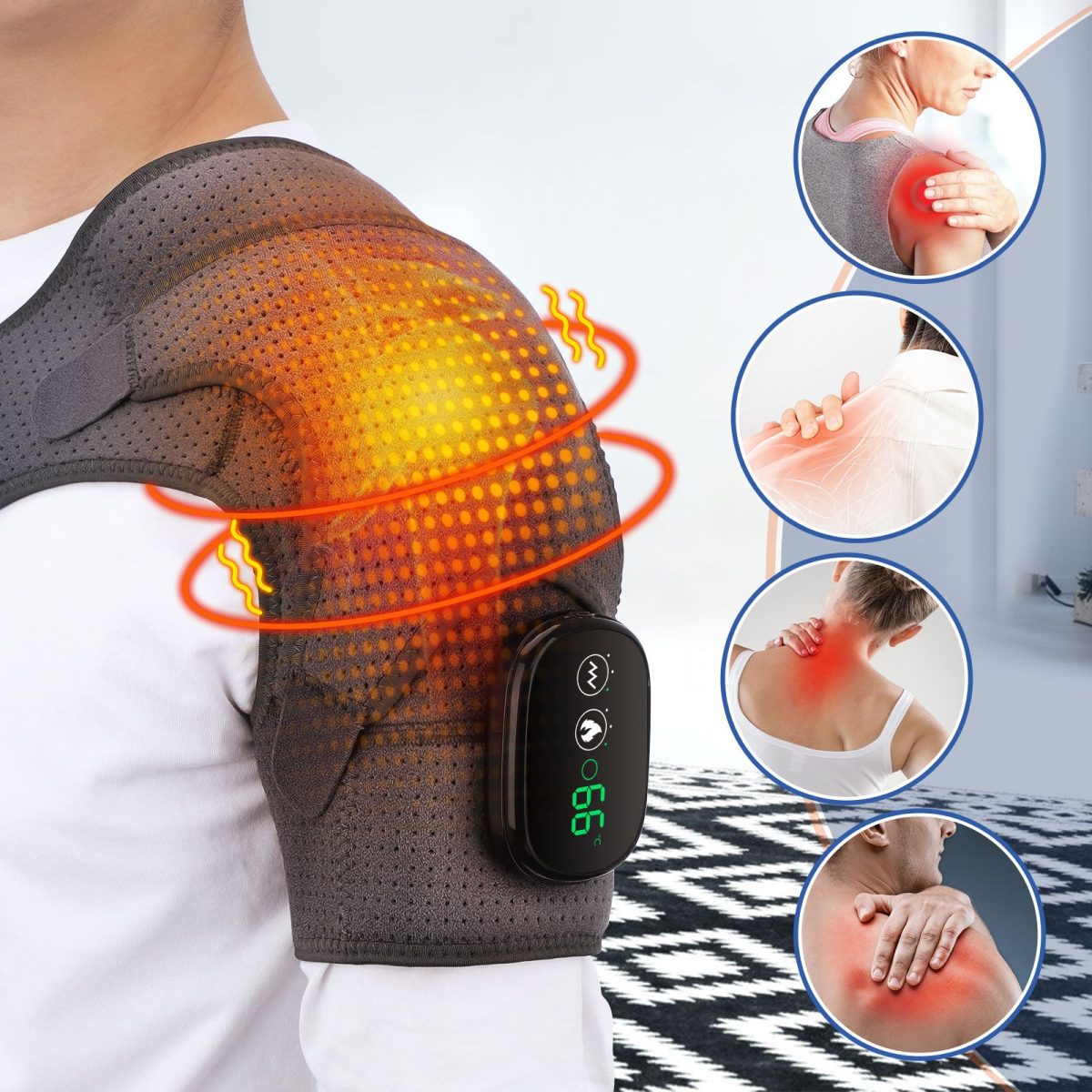Electric Shoulder Massager Heating Pad Vibration Massage Support Belt Arthritis Pain Relief Shoulder Thermal Physiotherapy Brace - Image 3