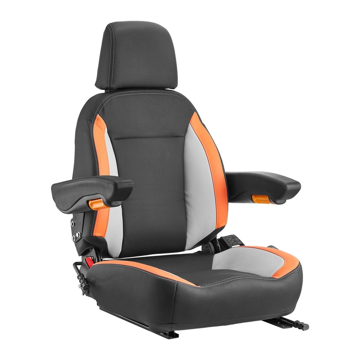 Universal Forklift Seat, Tractor Seat with Adjustable Back, Armrest, Headrest & Safety Belt, Secure Tractor Seat with Micro Switch, Ergonomic Lawnmower Seat for Skid Loader Bulldozer - Image 5