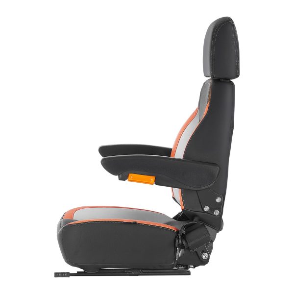 Universal Forklift Seat, Tractor Seat with Adjustable Back, Armrest, Headrest & Safety Belt, Secure Tractor Seat with Micro Switch, Ergonomic Lawnmower Seat for Skid Loader Bulldozer