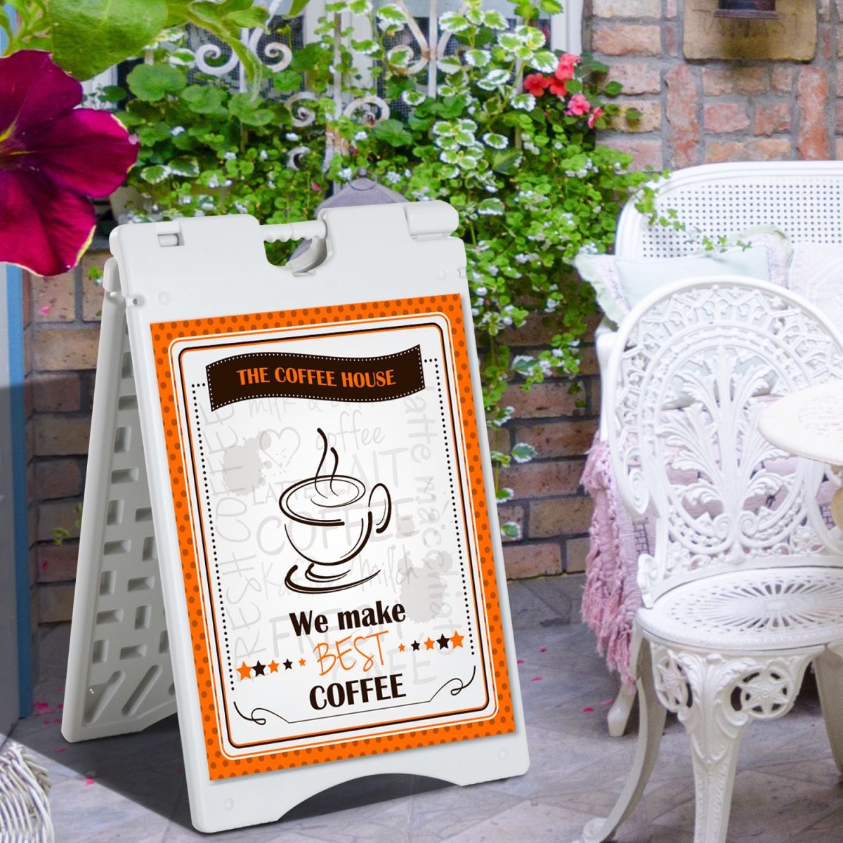 A-Frame Sandwich Board Sidewalk Sign 22x28 Plastic Weighted Weatherproof White - Image 10