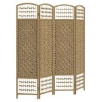 4-Panel Folding Room Divider Natural Wave Fiber Portable Privacy Screen for Home Office