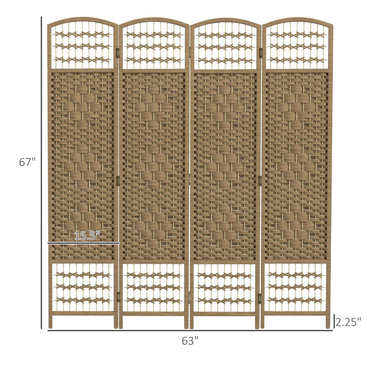 4-Panel Folding Room Divider Natural Wave Fiber Portable Privacy Screen for Home Office - Image 3