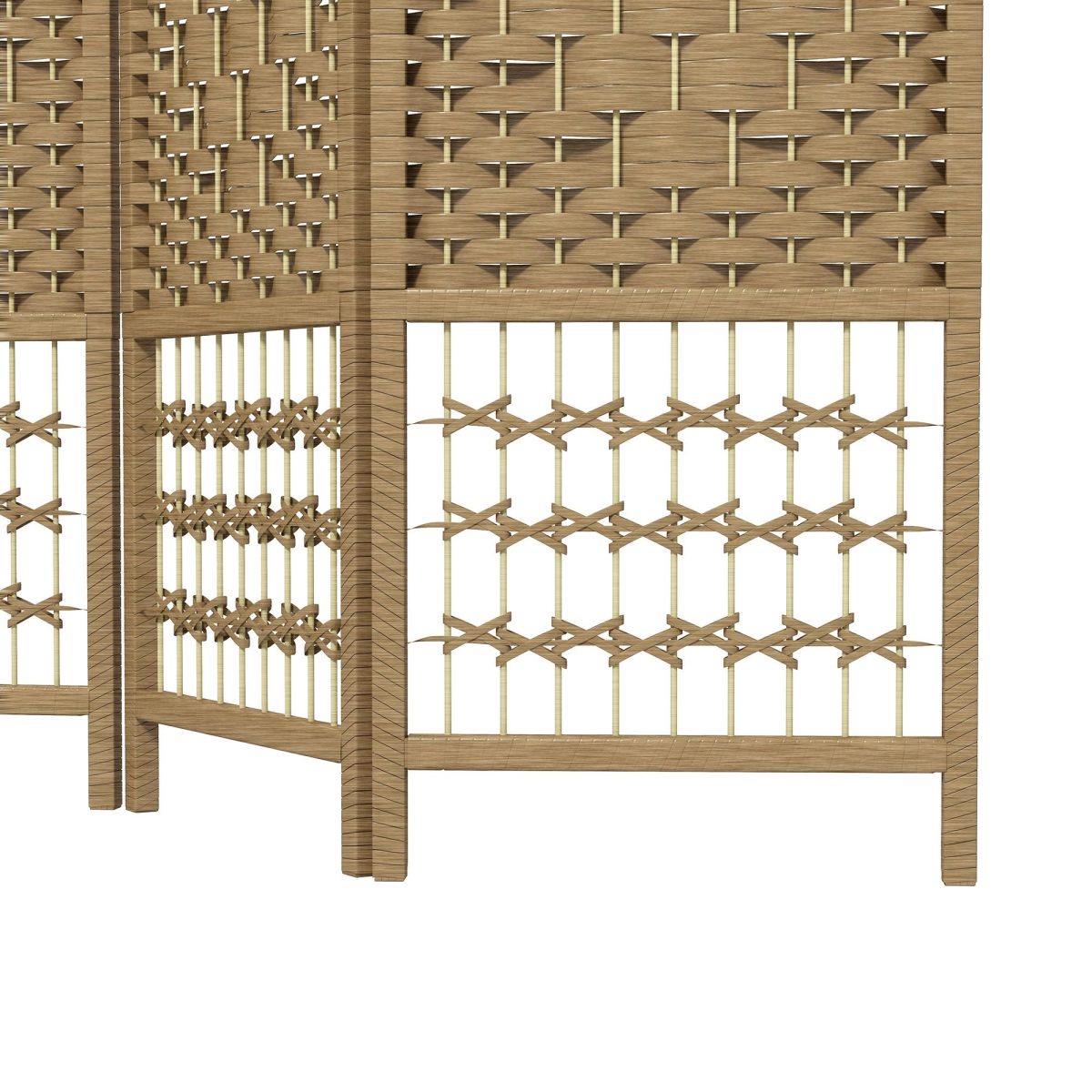 4-Panel Folding Room Divider Natural Wave Fiber Portable Privacy Screen for Home Office - Image 9