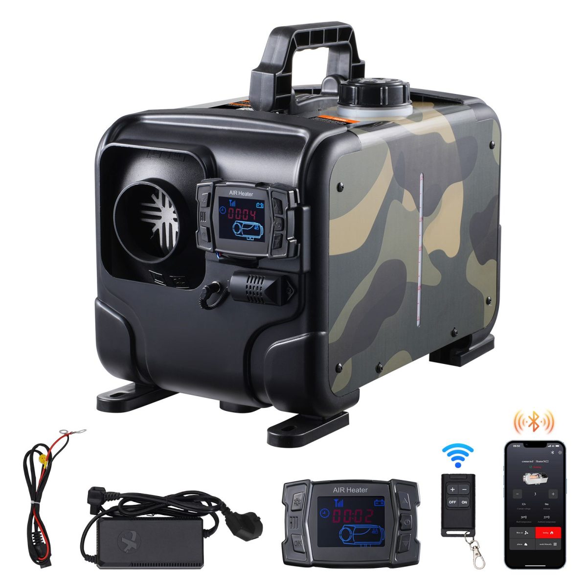8KW Diesel Heater, 12V/24V All in One Diesel Air Heater, Bluetooth APP Control, Remote Control and Display Screen, CO Alarm, Fast Heating Horizontal Portable Diesel Heater for Vehicles, Garage - Image 8