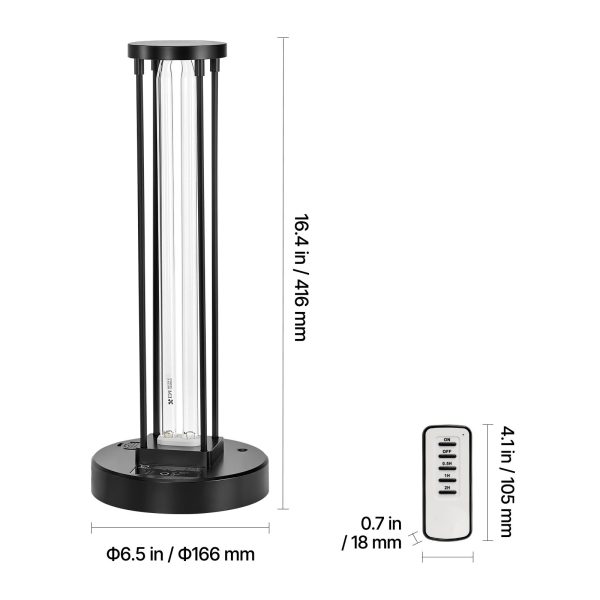 UV Light, 36W Ultraviolet Lamp with Ozone Purifier, UVC Lamp with 30/60/120 Minutes 3-Gear Timer and Remote Control, for Room up to 400 sqft, UVO Lights for Living Room, Bedroom, Hotel, School