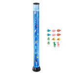 Sensory Bubble Tube Lamp, 4 ft Bubble Fish Tube, Sensory Aquarium Lamp with 10 Floating Fish & 16 Color Effects, Remote Control, Stress Relief Calming Light for Bedroom Living Room Home Decor