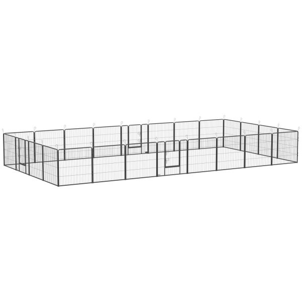 24 Panel Dog Playpen for Small and Medium Dogs with Lockable Door, or Indoor/Outdoor Use, DIY Shape Pet Playpen, 189" x 189" x 32"
