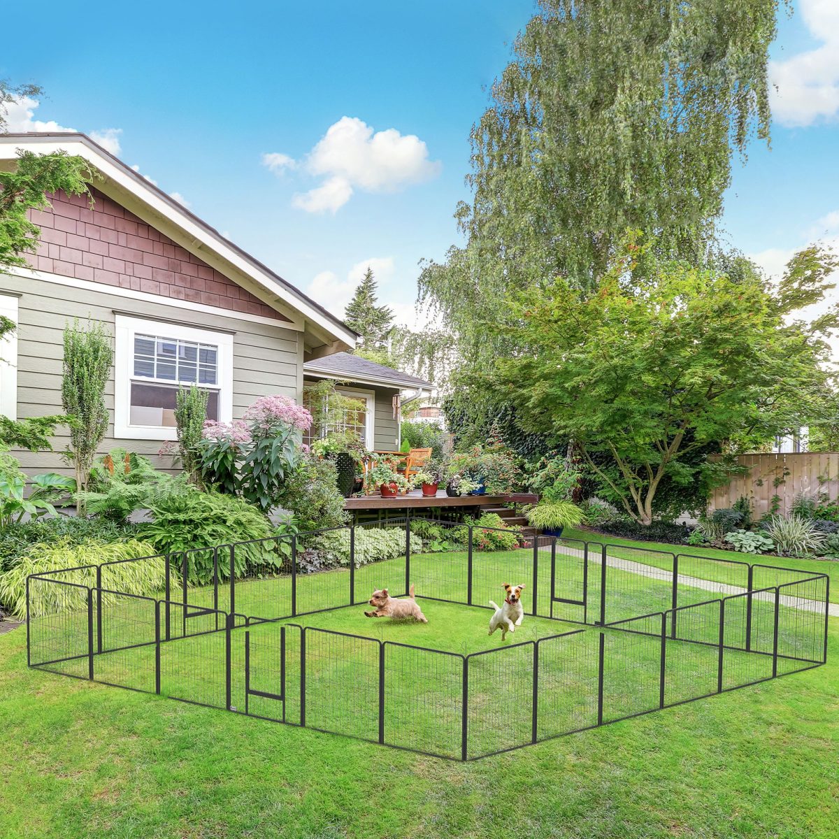 24 Panel Dog Playpen for Small and Medium Dogs with Lockable Door, or Indoor/Outdoor Use, DIY Shape Pet Playpen, 189" x 189" x 32" - Image 10