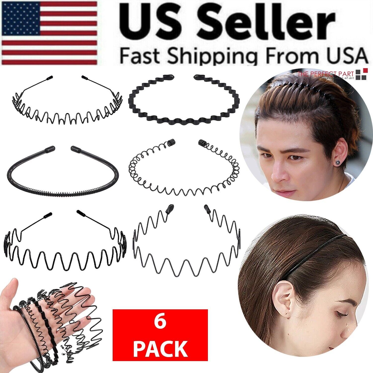 d0102777lix.jpg 6Pcs Metal Hair Headband Wave Style Hoop Band Comb Sports Hairband Men Women US - Image 1