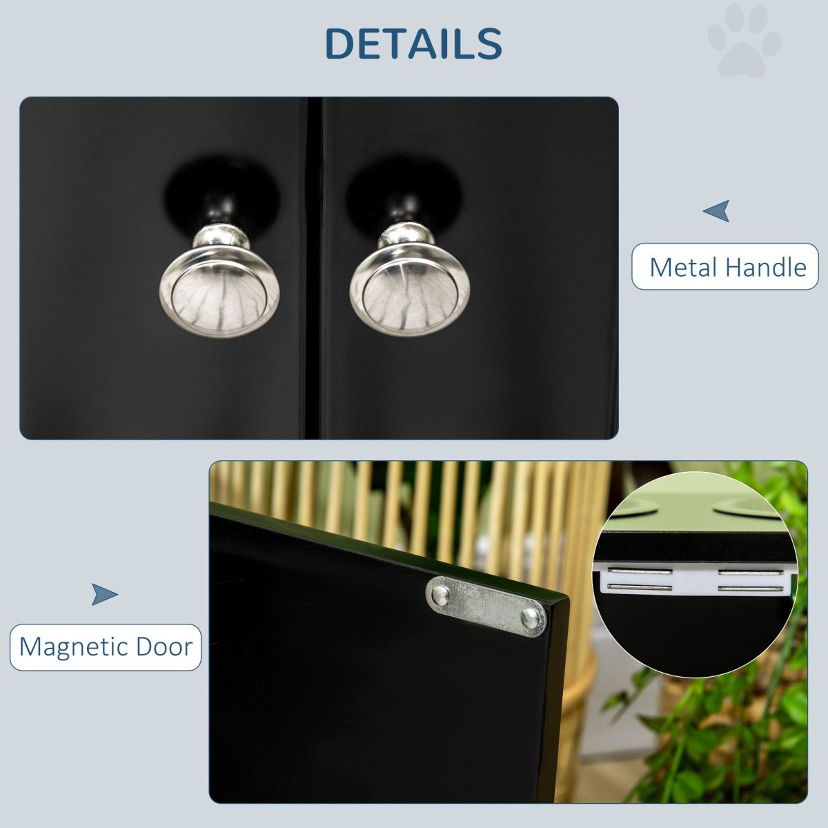 Raised Pet Feeding Storage Station with 2 Stainless Steel Bowls Base for Large Dogs and Other Large Pets Black - Image 6