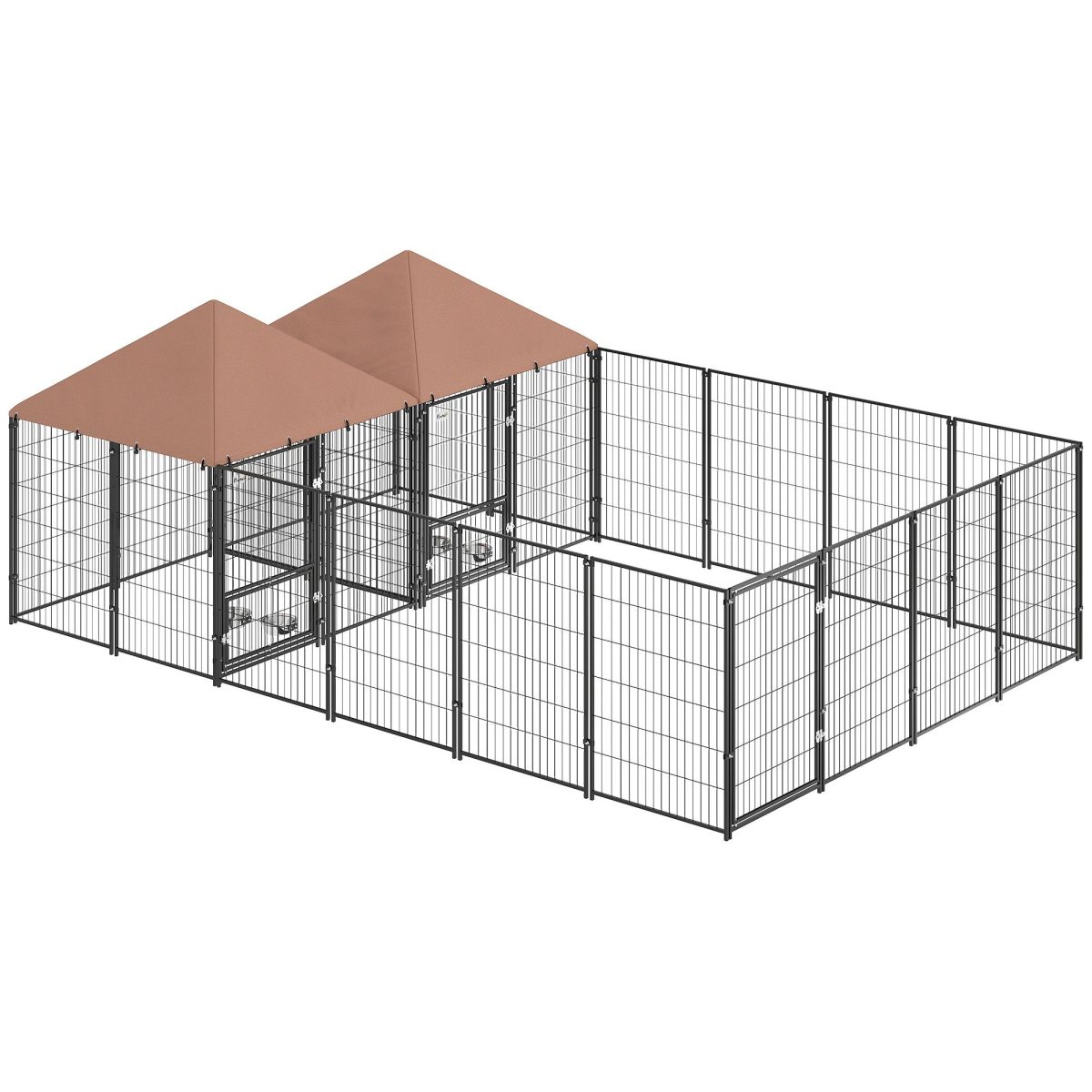 Large Outdoor Dog Kennel with 2 Rooms, Rotating & Adjustable Height Bowls, 13.5' x 9.4' x 5.1' - Image 11