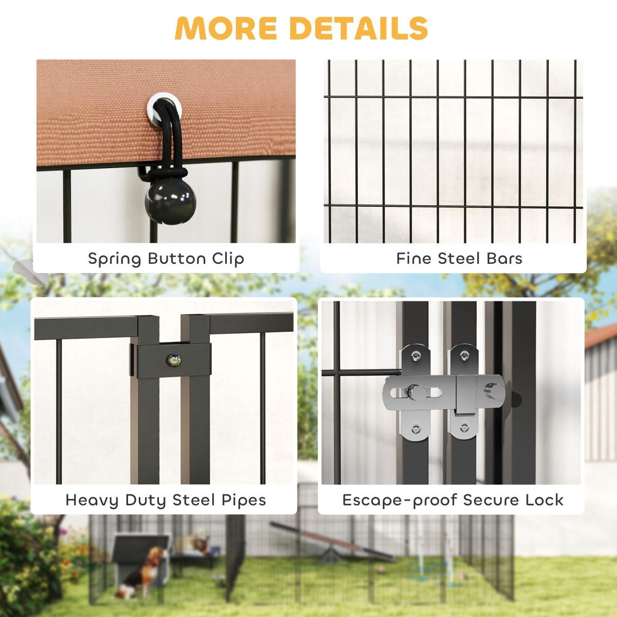 Large Outdoor Dog Kennel with 2 Rooms, Rotating & Adjustable Height Bowls, 13.5' x 9.4' x 5.1' - Image 8